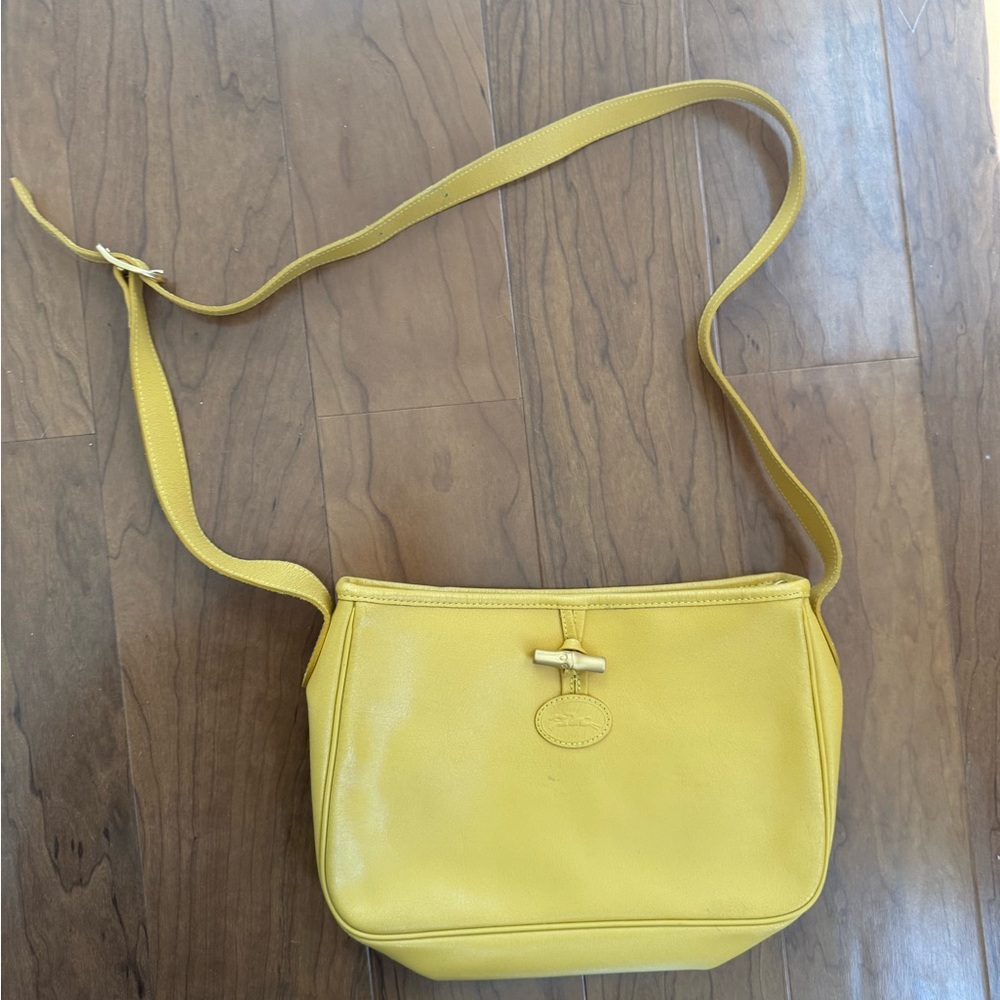 Yellow Leather Vintage Longchamp Shoulder Bag